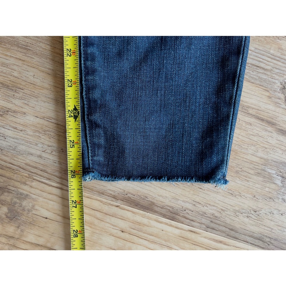 Good American Good Waist Crop JeansRaw Edge‎ Hem Skinny Dark Blue Sz 27 - Picture 9 of 10